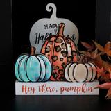 The Holiday Aisle® Hey There Pumpkin Sign Wood in Brown | 9.125 H x 10.5 W x 1.625 D in | Wayfair B3F31BF9B7804456AB69C3461A760A88