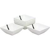 Brayden Studio® Ebros Pack Of 6 Kitchen & Dining Modern Contemporary Design Porcelain Square Bowls 18 Ounces 5.25" Porcelain China/ in White | Wayfair