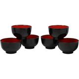 Latitude Run® Made In Japan Traditional Black Red Lacquer Copolymer Small Bowl 16Oz Set Of 10 For Salads Greens Rice Cold Cuts 5.5"Dia Japanes | Wayfair