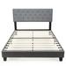 Queen Size Grey Linen Upholstered Platform Bed