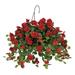 Faux Red Geranium Hanging Basket