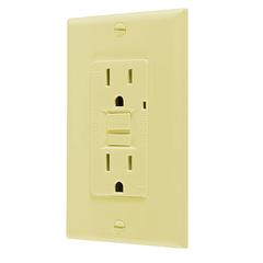 American Imaginations 1.69-in. x 1.2-in. Electrical GFCI Receptacle In Ivory CULUS; Ivory Hardware - N/A