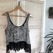 Free People Tops | Free People Sheer Lace Crop Top With Lace Detail | Color: Black/Gray | Size: M