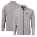 Men's Cutter & Buck Gray Columbia University Big Tall Adapt Eco Knit Hybrid Recycled Full-Zip Jacket