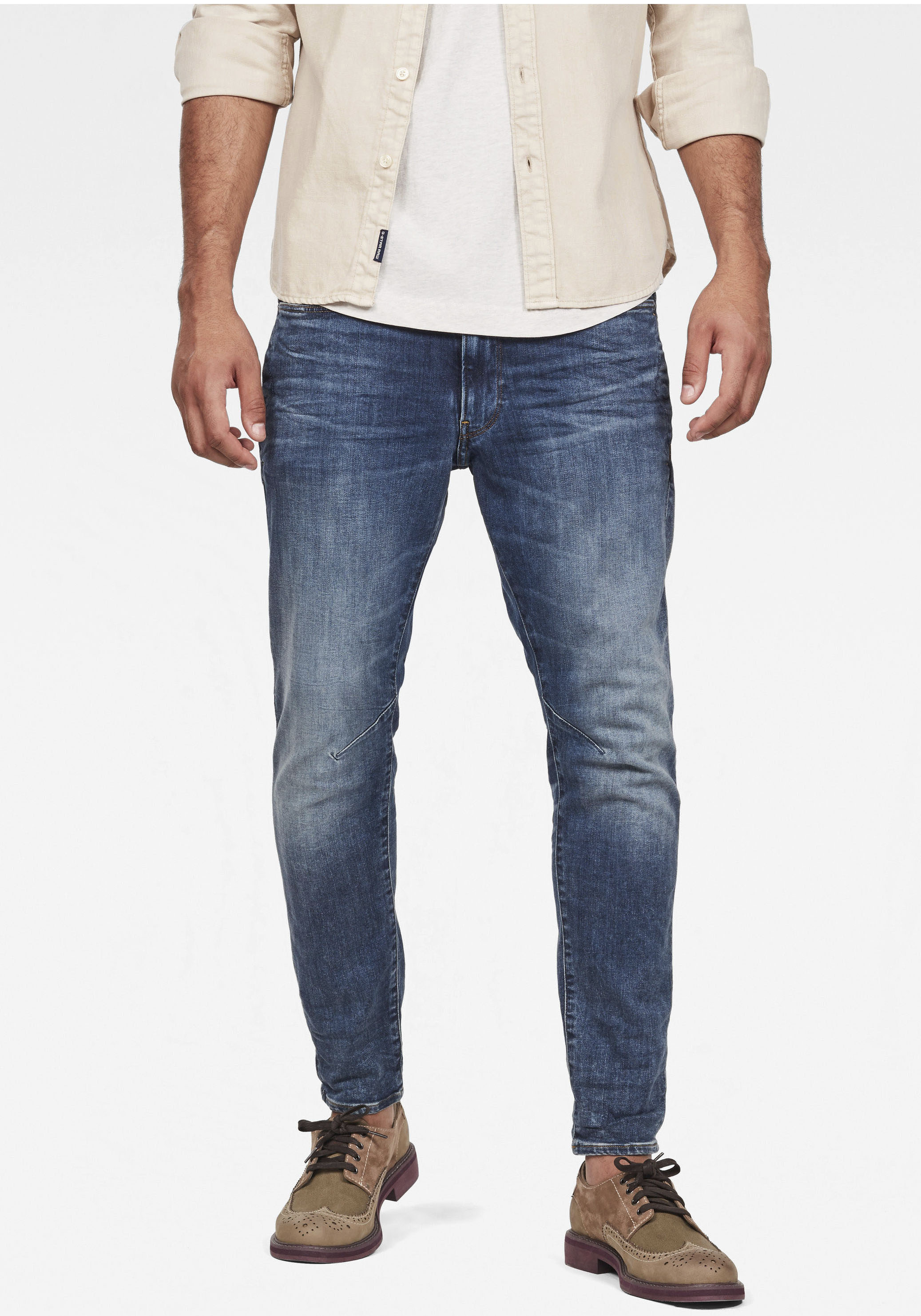 Slim-fit-Jeans G-STAR "3301 Slim", Herren, Gr. 31, Länge 30, blau (vintage), Denim/Jeans, Obermaterial: 98% Baumwolle, 2% Elasthan, Abriebeffekte, slim fit lang, Jeans Slim-fit-Jeans, mit toller Waschung und Elasthan