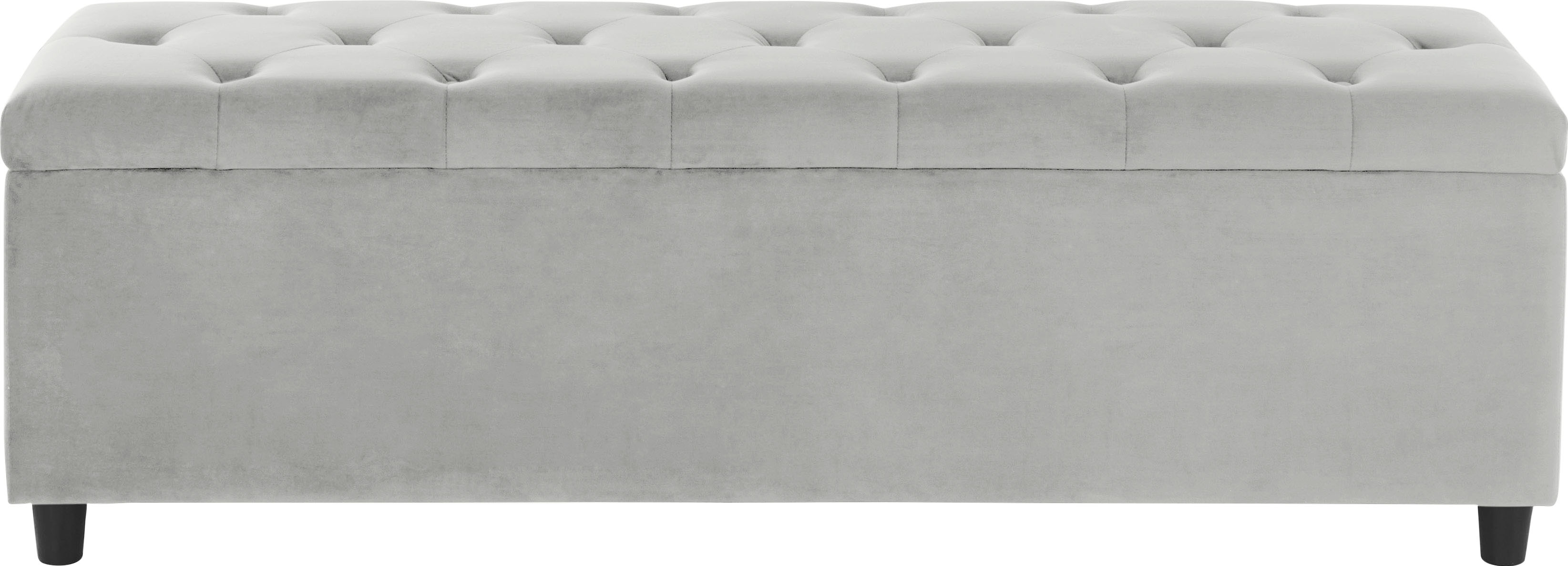 Bettbank HOME AFFAIRE "Relaxy", grau (hellgrau), B:100cm H:41,5cm T:40cm, Massivholz, Polyester, Sperrholz, Sitzbänke, Bettbank, gesteppt, mit Staufach