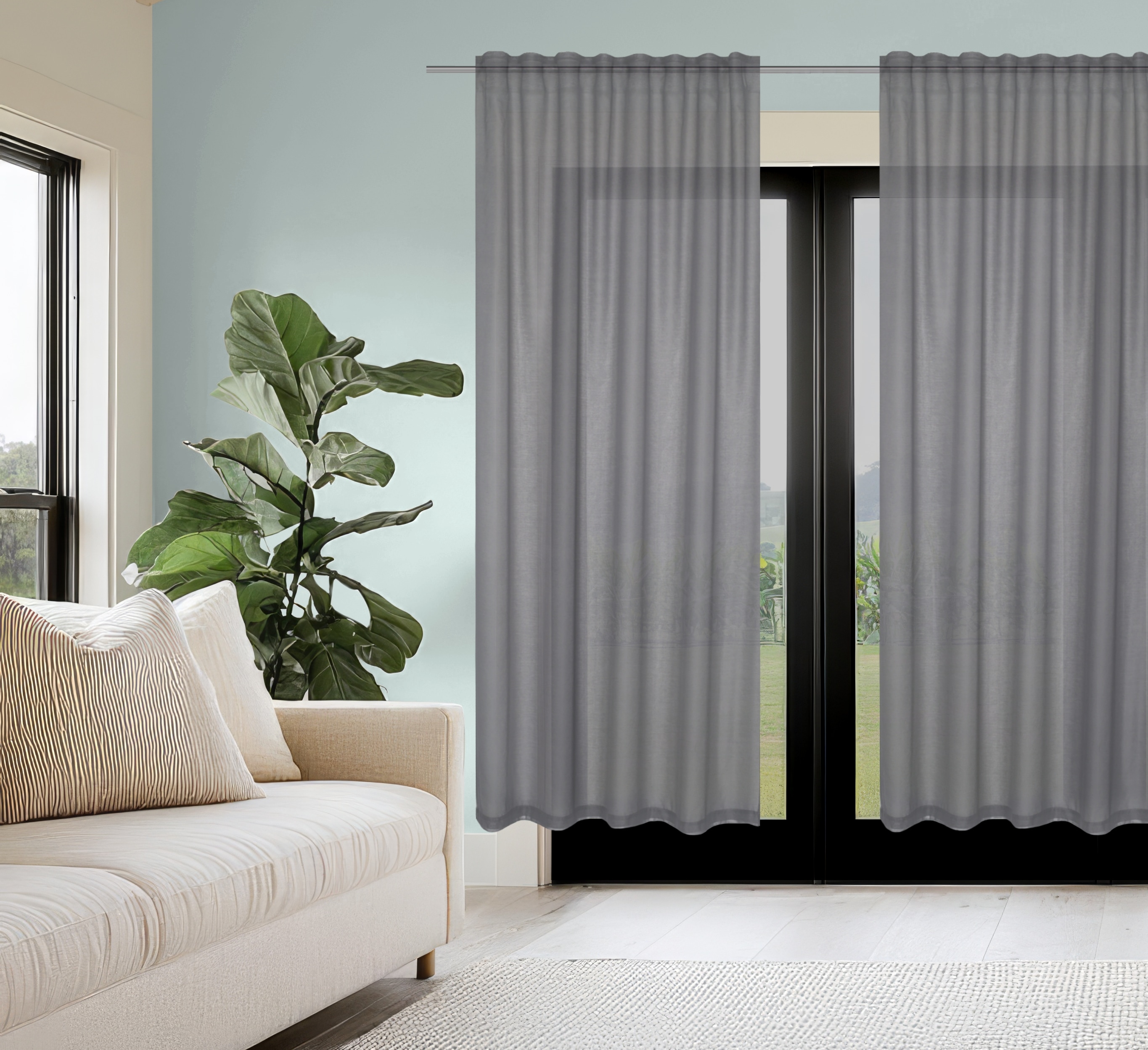 Gardine HOME WOHNIDEEN "DOLLY", grau, B:140cm H:145cm, Voile, Obermaterial: 100% Polyester, Gardinen, transparent Image