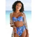 Bügel-Bandeau-Bikini-Top S.OLIVER "Maya" Gr. 38, Cup E, blau (blau, bedruckt) Damen Bikini-Oberteile Ocean Blue