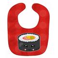 Caroline's Treasures Tuna Sushi Roll with Face Baby Bib, Red, Large