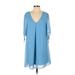 Soprano Casual Dress - A-Line: Blue Print Dresses - Women's Size Small