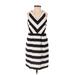 Ann Taylor LOFT Casual Dress V-Neck Sleeveless: Ivory Stripes Dresses - Women's Size 00 Petite