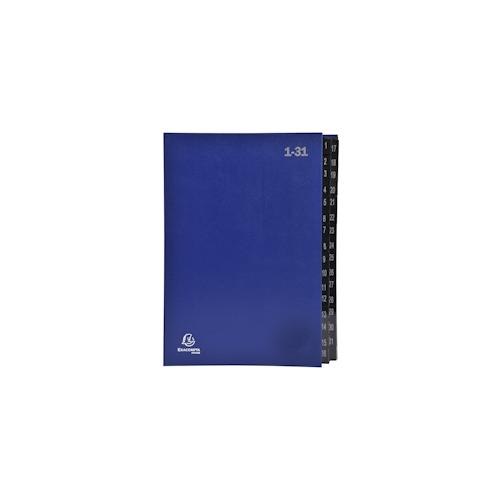 Exacompta 57042E 6x Pultordner Ordnungsmappe mit 32 Fächern aus Recycling-Karton, numerisches Register 1-31, für DIN A4 – Blau