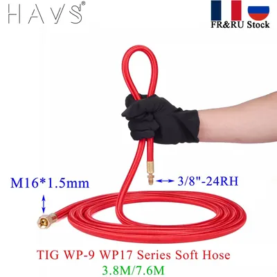 Chalumeau de soudage TIG série WP9 WP17 3.8/7.6m gaz-électrique intégré fils de câbles rouges