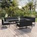 vidaXL 11 Piece Patio Lounge Set with Cushions Poly Rattan Black