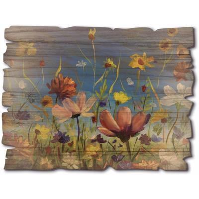 Holzbild ARTLAND "Wildblumenwiese blauer Himmel", bunt (farbe bild(er): bunt), B:40cm H:30cm T:0,6cm, Holzwerkstoff, Bilder, Holzbild Image