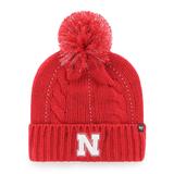 Women's '47 Scarlet Nebraska Huskers Bauble Cuffed Knit Hat with Pom