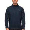 Men's Antigua Heathered Navy Dallas Cowboys Course Quarter-Zip Pullover Top