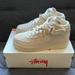 Nike Shoes | Nike Air Force 1 Mid Stussy Fossil Sail Hemp Mens Sz 7 Womens Sz 8.5 Dj7841-200 | Color: Cream | Size: 7