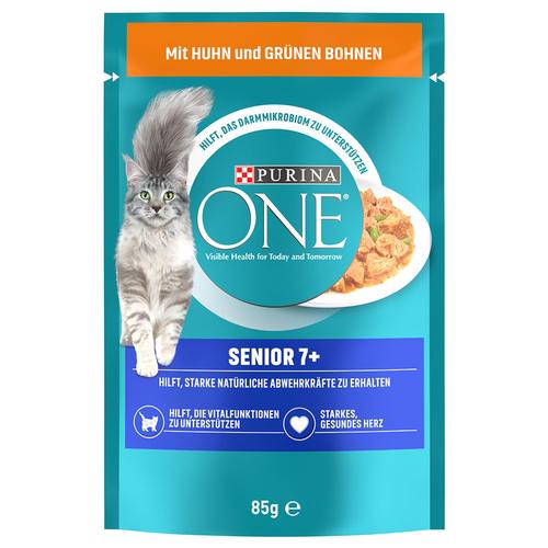 52x85g PURINA ONE Senior 7+ Huhn / grüne Bohnen Katzenfutter nass