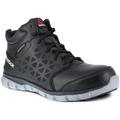 Reebok Sublite Cushion Athletic Mid Cut Alloy Toe Work Shoe - Men's Wide Waterproof Black/Grey 4 690774498921