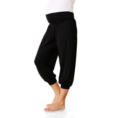 Umstandsharemshose NEUN MONATE "Viskose Haremshose für Schwangerschaft und Stillzeit", Damen, Gr. 44/46, N-Gr, schwarz, Jersey, Obermaterial: 95% Viskose, 5% Elasthan, unifarben, Basic, weit ca. Mitte Wade, Hosen, mit elastischem Bund Image
