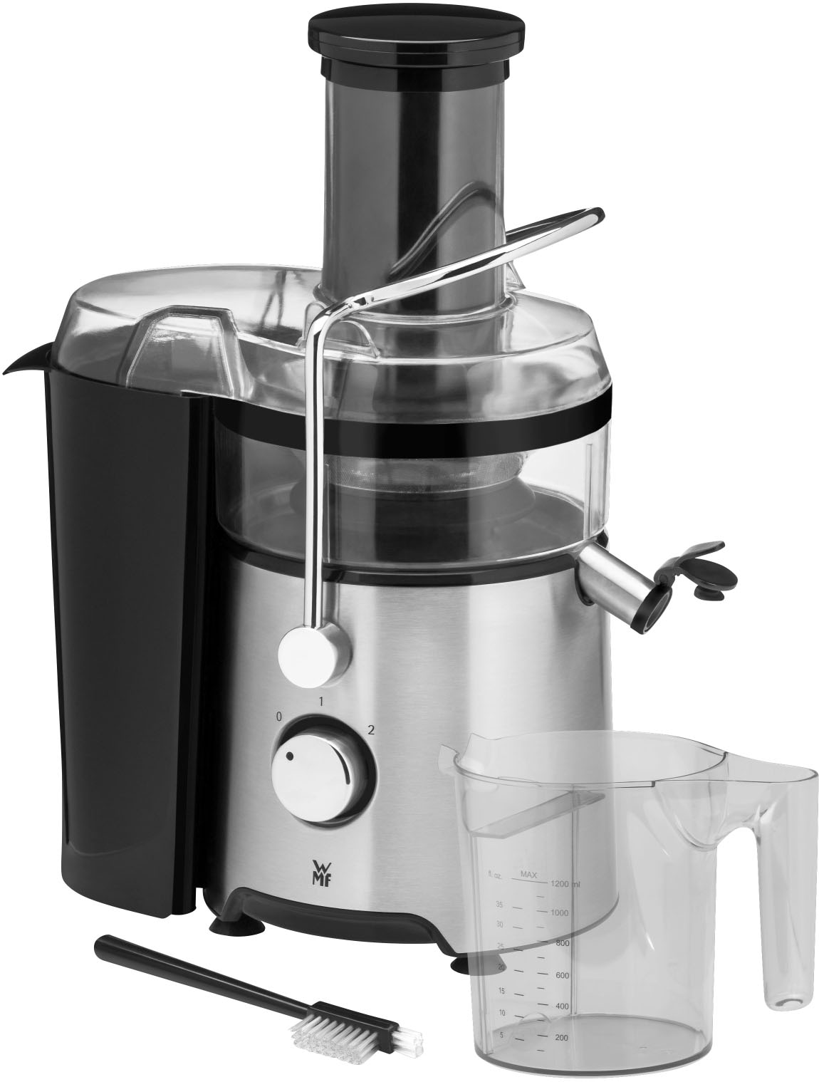 WMF Entsafter "Kult X, elektrische Obst Gemüse Saftpresse aus Edelstahl, 500W", silber (cromargan), B:31cm H:41cm T:21cm, Entsafter, Slow Juicer für große Fruchtstücke, 2 Geschwindigkeitsstufen