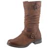 Stiefel RIEKER, Damen, Gr. 36, Normalschaft, braun (cognac, used), Lederimitat, used, klassisch, Schuhe, Boots, Winterboots, Blockabsatz mit gerafftem slouchy-Schaft