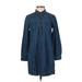 Old Navy Casual Dress - Shift Collared Long sleeves: Blue Dresses - Women's Size X-Small