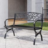 Charlton Home® Lundberg 49.8" W Outdoor Metal Garden Bench Metal in Black | 33.3 H x 49.8 W x 21.2 D in | Wayfair 5E09B7312AB54260BC97C0439E8FAA1E