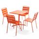 Ensemble table de jardin carrée et 4 chaises orange