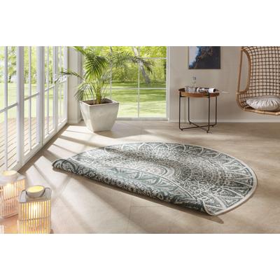 Teppich "Lilja Wendeteppich", beige (creme, grün), H:5mm Ø:240cm, Polypropylen (PP), FREUNDIN HOME COLLECTION, Teppiche, In-& Outdoor, beidseitig, Wetterfest, Balkon, Garten, Wohnzimmer Image