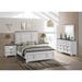 Roundhill Furniture Clelane Wood Bedroom Set with Bed, Dresser, Mirror, and Two Nightstands in Weathered White and Grey