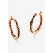 Women's Gold Over Sterling Silver Hoop Earrings (30Mm) Garnet (6 1/4 Cttw) Jewelry by PalmBeach Jewelry in Garnet