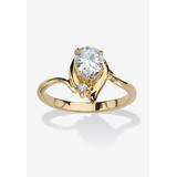 Women's Yellow Gold Plated Simulated Birthstone And Round Crystal Ring Jewelry by PalmBeach Jewelry in Diamond (Size 5)