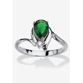 Women's Silvertone Simulated Pear Cut Birthstone And Round Crystal Ring Jewelry by PalmBeach Jewelry in Emerald (Size 6)