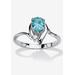 Women's Silvertone Simulated Pear Cut Birthstone And Round Crystal Ring Jewelry by PalmBeach Jewelry in Blue Topaz (Size 7)