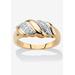 Women's Yellow Gold-Plated Genuine Diamond Accent Banded S Link Ring by PalmBeach Jewelry in Diamond (Size 10)