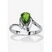 Women's Silvertone Simulated Pear Cut Birthstone And Round Crystal Ring Jewelry by PalmBeach Jewelry in Peridot (Size 7)