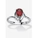 Women's Silvertone Simulated Pear Cut Birthstone And Round Crystal Ring Jewelry by PalmBeach Jewelry in Garnet (Size 8)