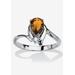 Women's Silvertone Simulated Pear Cut Birthstone And Round Crystal Ring Jewelry by PalmBeach Jewelry in Citrine (Size 5)