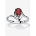 Women's Silvertone Simulated Pear Cut Birthstone And Round Crystal Ring Jewelry by PalmBeach Jewelry in Garnet (Size 9)