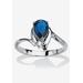 Women's Silvertone Simulated Pear Cut Birthstone And Round Crystal Ring Jewelry by PalmBeach Jewelry in Sapphire (Size 10)