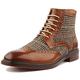 justin reece mens lace up chukka brogue boot with tweed detailing and leather footbed (10 UK, Brown)