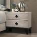 Nightstand Bedside Table Chest with 2 Drawers Storage in Cream Finish