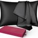 Double-Sided Design Silk Pillowcase with Hidden Zipper Black