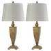Roman Traditional Table Lamp - Set of 2 - Gold Finish - White Fabric Shade