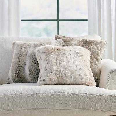 Classic Faux Fur Pillow - Brown Stripe - Grandin Road