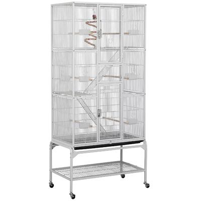 Topeakmart White Large Bird Cage with Rolling Detachable Stand, 69" H