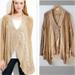 Free People Sweaters | Free People Long Button Down Tan Caramel Waterfall Women Cardigan Sweater Size M | Color: Cream/Tan | Size: M