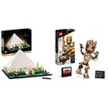 LEGO 21058 Architecture Cheops-Pyramide Bausatz für Erwachsene zum Basteln als kreatives Hobby & 76217 Marvel Ich Bin Groot Spielzeug zum Bauen, Set mit Baby Groot-Figur aus Guardians of The Galaxy 2